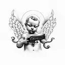 cherub with clouds tattoo design idea