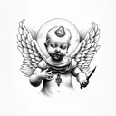 cherub with clouds tattoo design idea