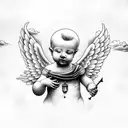 cherub with clouds tattoo design idea