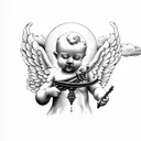 cherub with clouds tattoo design idea