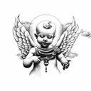 cherub with clouds tattoo design idea