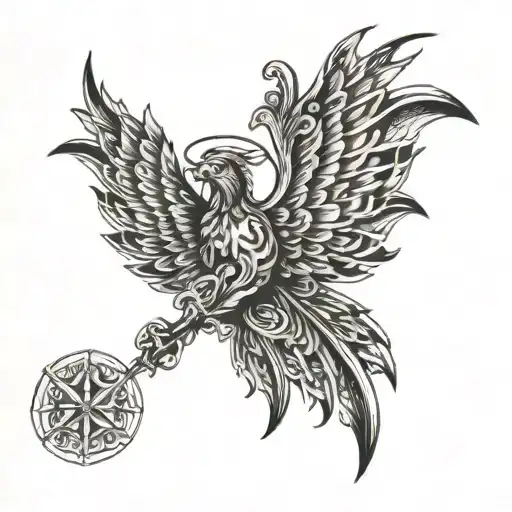 2006 with wings and corwm  tattoo design idea