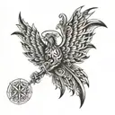 2006 with wings and corwm  tattoo design idea