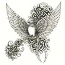 2006 with wings and corwm  tattoo design idea