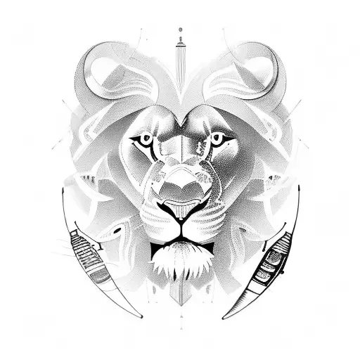 Creating a tattoo concept that combines a mechanical engineering theme with elements of cricket, lions, and traveling wi tattoo design idea
