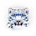 A snow leopard with the elements of snow and fire. With snowflakes and fire. One eye the color of fire and the other the tattoo design idea
