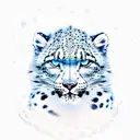 A snow leopard with the elements of snow and fire. With snowflakes and fire. One eye the color of fire and the other the tattoo design idea