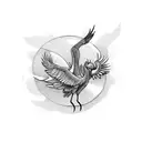 flying crane tattoo design idea