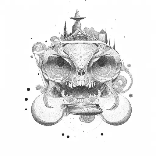 a guide, a boat and a fig tree tattoo design idea