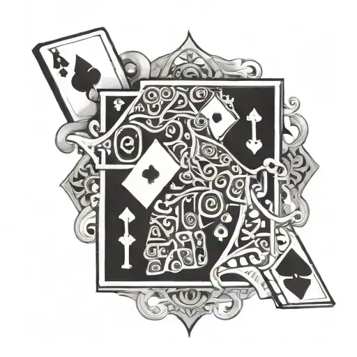 name ruben with dice and deck of cards forming the shape tattoo design idea