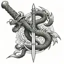 dragon spiraling a sword vertically  tattoo design idea