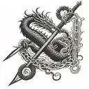 dragon spiraling a sword  tattoo design idea