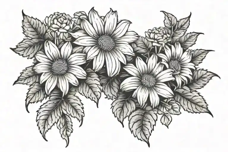 gerbera and irish ivy growing together tattoo design idea