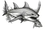 hammer head shark  tattoo design idea