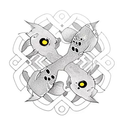 2 of the same koi fish swimming in a circle symmetricaly tattoo design idea