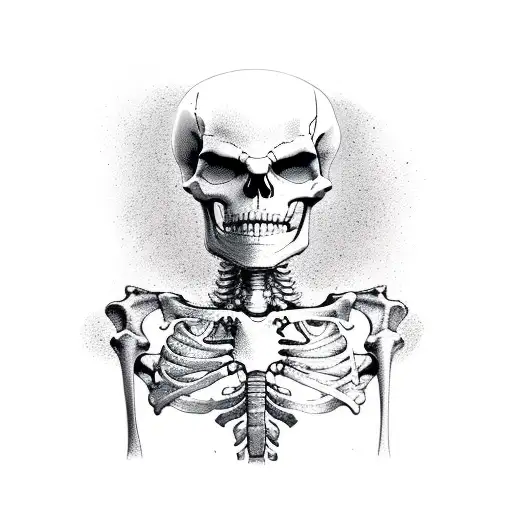 Skeleton petting golden retiever tattoo design idea