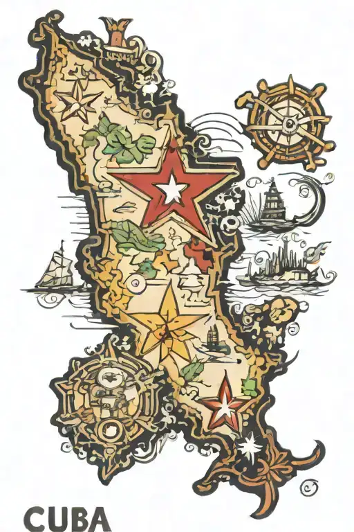Cuba map tattoo design idea