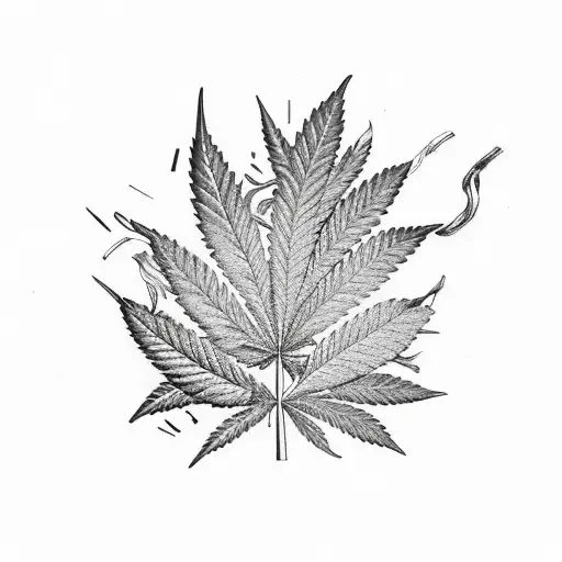 A cassette tape with marijuana leaves as the tape inside, surrounded by colorful smoke tattoo design idea