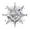 lantern and a compass and a clipper ship, and palm trees arm sleeve tattoo design idea