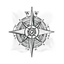 lantern and a compass and a clipper ship, and palm trees arm sleeve tattoo design idea