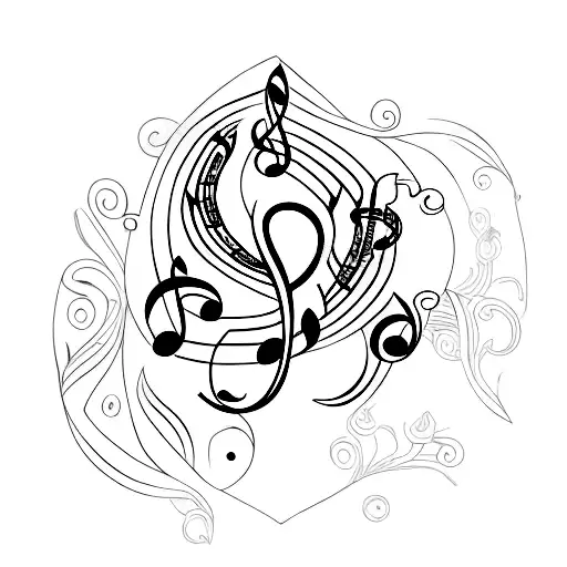 A minimalist tattoo of a weed leaf shaped like a music note tattoo design idea