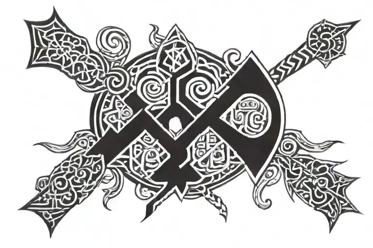 Slavic patterns and runes tattoo design idea