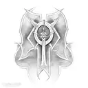 satanic sigil connected to the egyptian ankh tattoo design idea