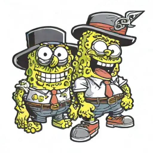 gangster sponge bob and patrick tattoo design idea