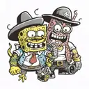 gangster sponge bob and patrick tattoo design idea