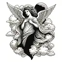 angels and clouds tattoo design idea