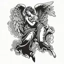 angels and clouds tattoo design idea