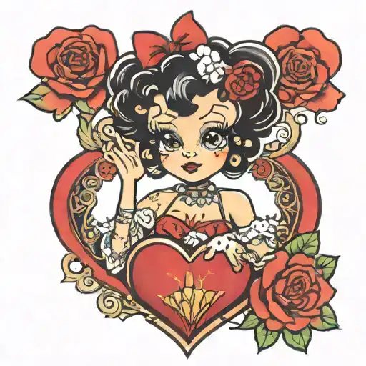 betty boop arrounded by a heart  tattoo design idea
