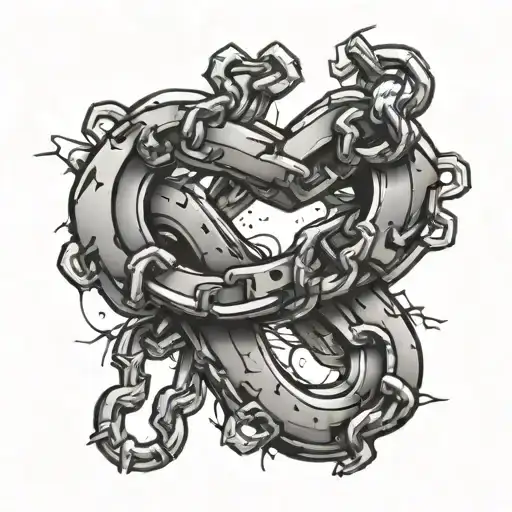 broken chain tattoo design idea