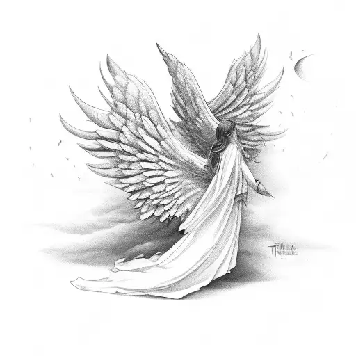 angel with the broken wing tattoo design idea