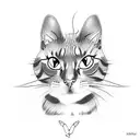 cat playing with butterfly tattoo design idea