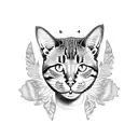 cat playing with butterfly tattoo design idea