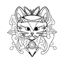 cat playing with butterfly tattoo design idea