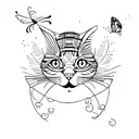 cat playing with butterfly tattoo design idea
