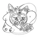 cat playing with butterfly tattoo design idea