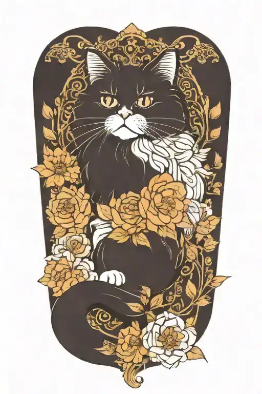 Persian cat tattoo design idea