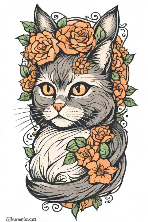 persian cat tattoo design idea