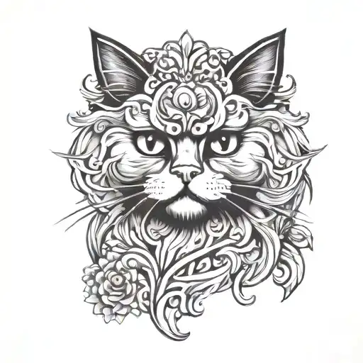 Persian cat tattoo design idea