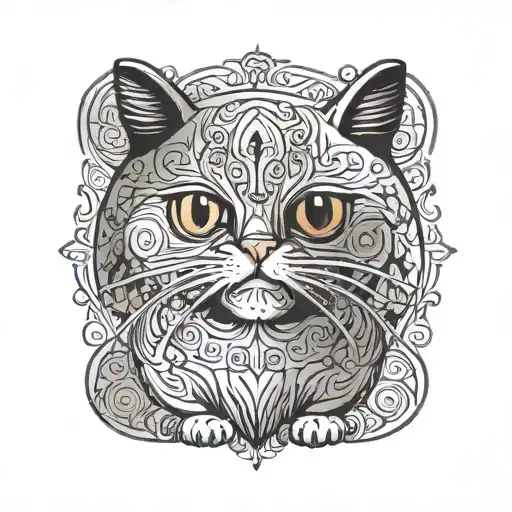 persian cat tattoo design idea