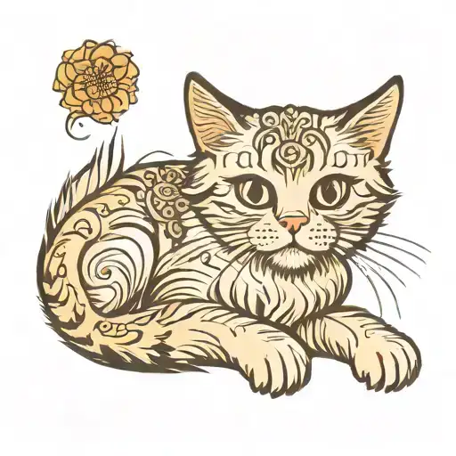 tabby Persian cat tattoo design idea