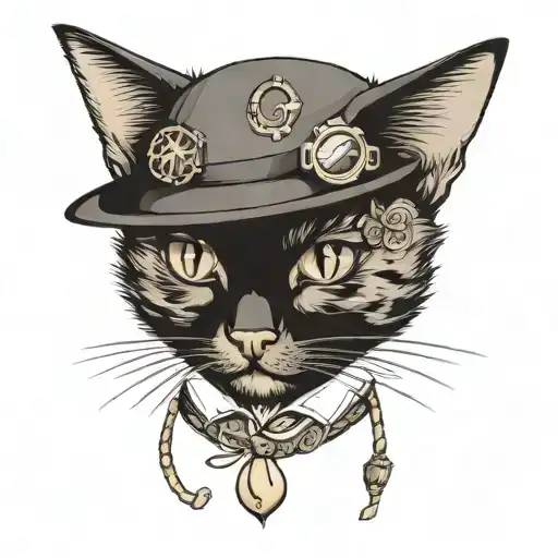 A cat dressed up like a lawyer  tattoo design idea