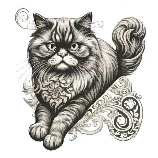 Persian cat tattoo design idea