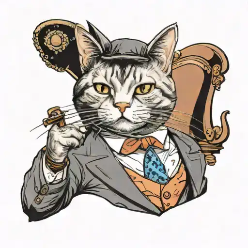 A cat dressed up like a lawyer  tattoo design idea