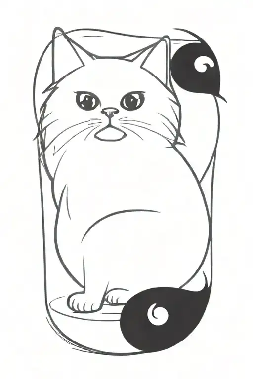 persian cat playing in water tattoo design idea