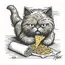 persian cat eating a burrito tattoo design idea
