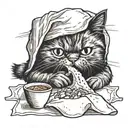persian cat eating a burrito tattoo design idea
